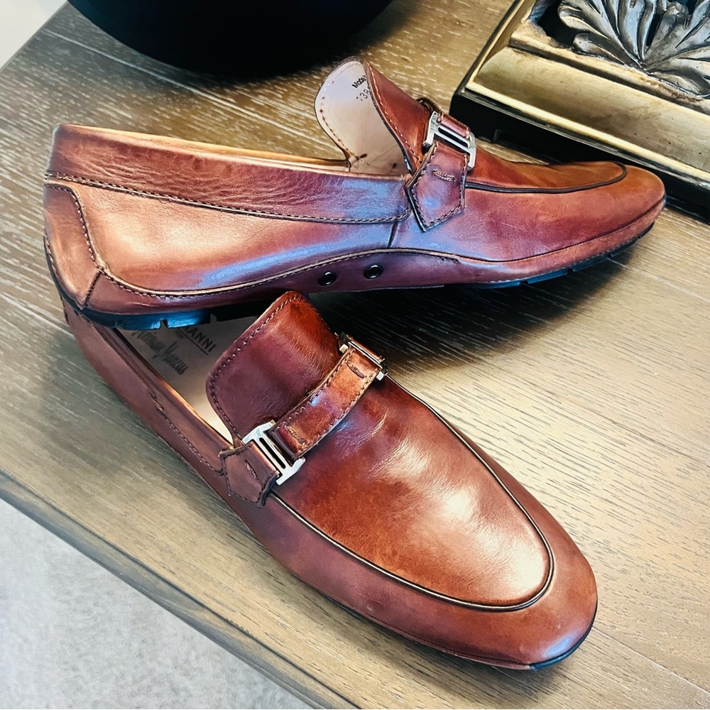 Magnanni Men’s Brown Leather Driver Shoe, Size 12